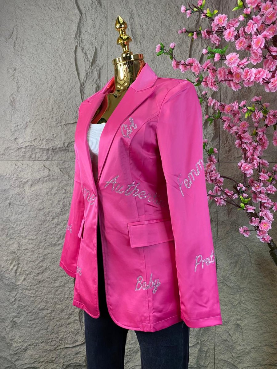 BLAZER CON LETRAS BRILLANTES ROSA - Imagen 3