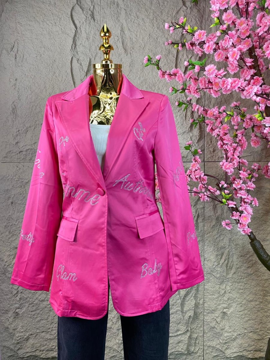 BLAZER CON LETRAS BRILLANTES ROSA - Imagen 2