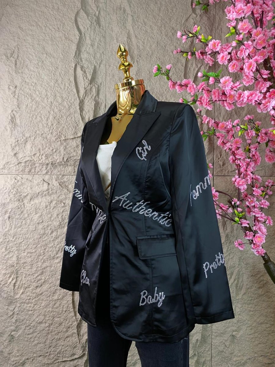BLAZER CON LETRAS BRILLANTES ROSA - Imagen 7
