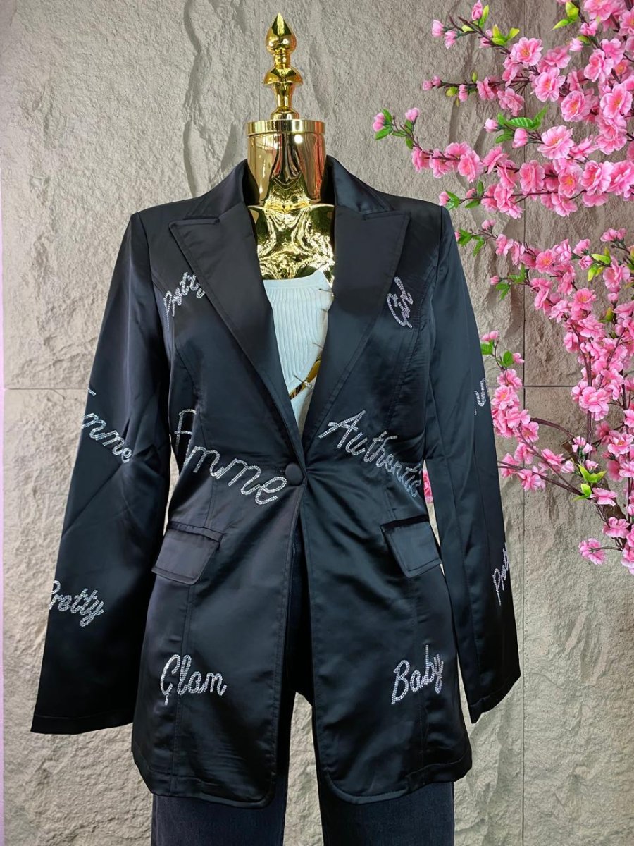 BLAZER CON LETRAS BRILLANTES ROSA - Imagen 6