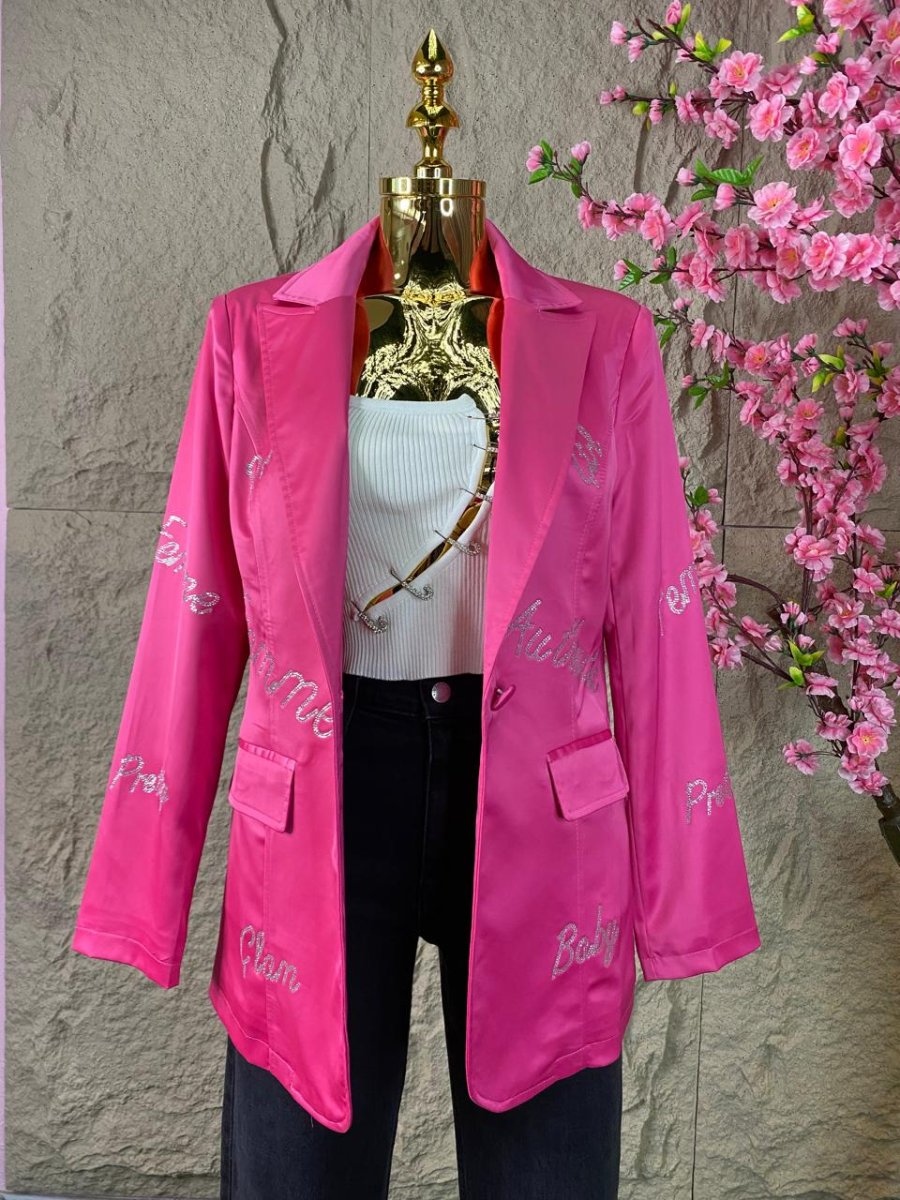 BLAZER CON LETRAS BRILLANTES ROSA - Imagen 4